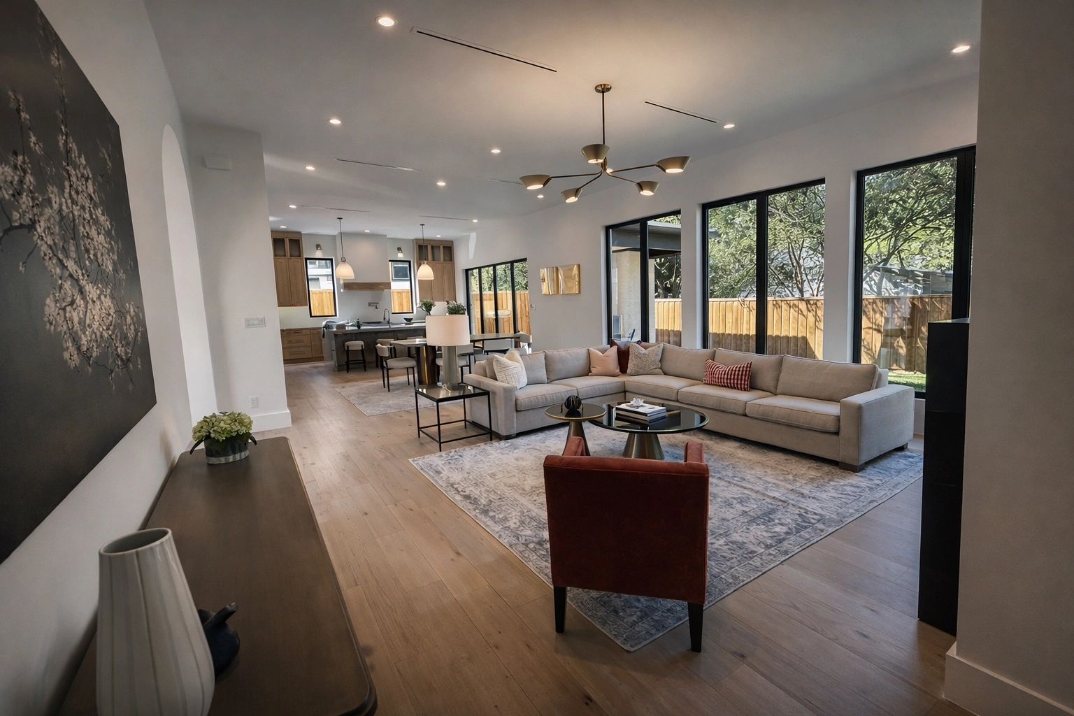 Open living, dining and kitchen — Select Custom Home